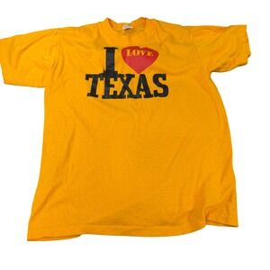 Vintage Sportswear I Love Texas T Shirt Yellow Single Stitch Made in USA Medium